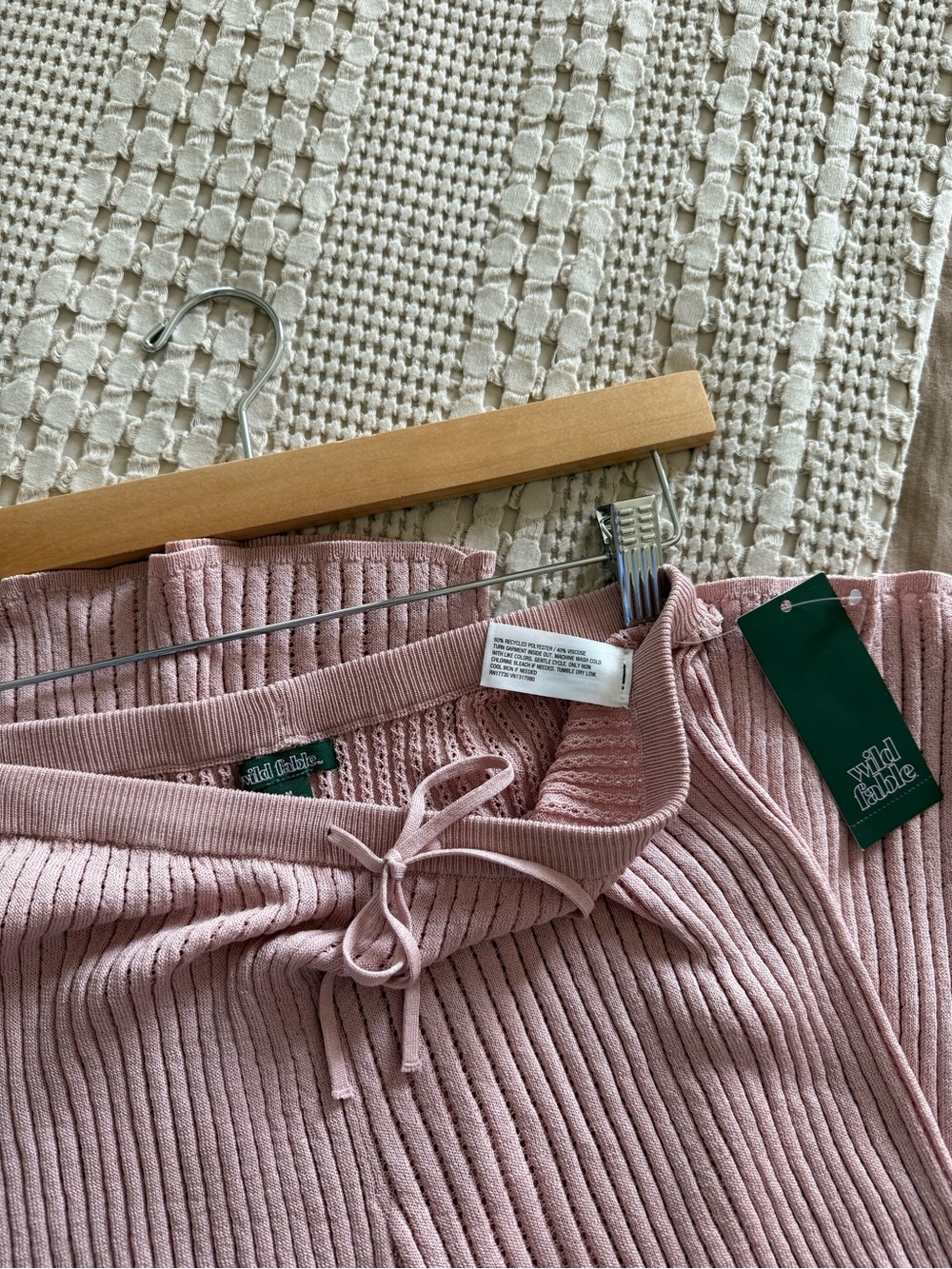 NEW wild fable Dusty Pink Ribbed Drawstring Pants Size M